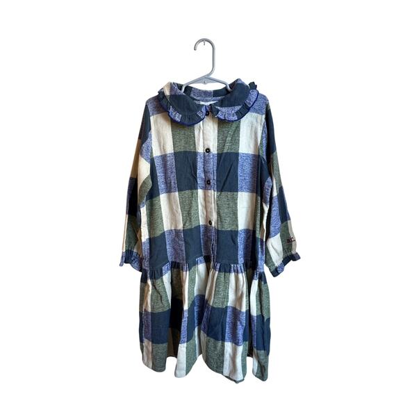 Bobo choses plaid flannel dress size size 6-7 - Picture 1 of 6